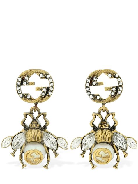 gucci bee earrings with crystals